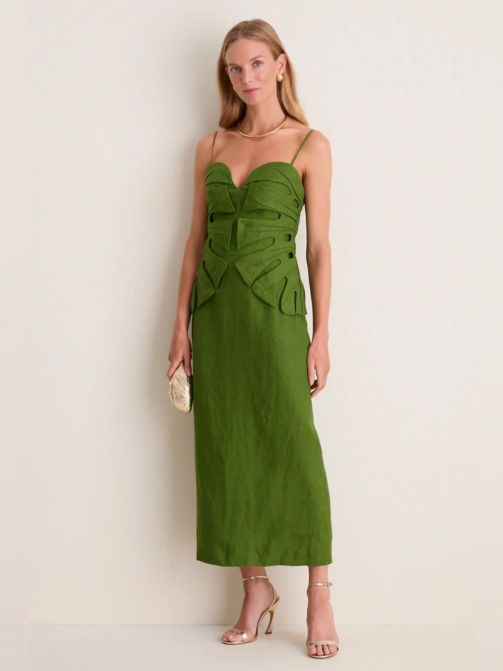 Farm Rio: Green Monstera Leaf Sleeveless Euroflax Premium Linen Maxi
Dress S - Picture 1 of 8